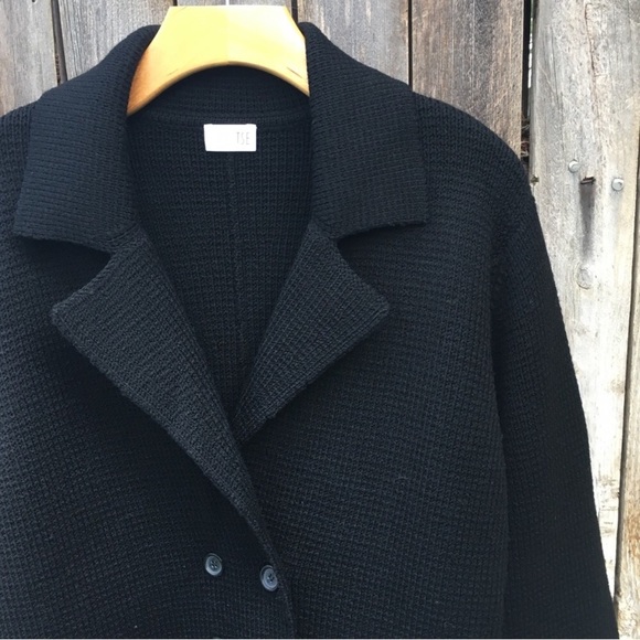 TSE Chunky Knit Cardigan Merino Wool Black XL - Picture 4 of 14